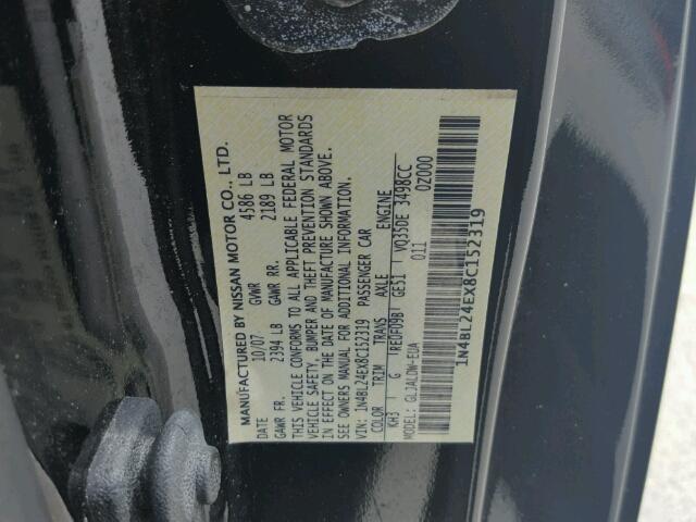 1N4BL24EX8C152319 - 2008 NISSAN ALTIMA 3.5 BLACK photo 10