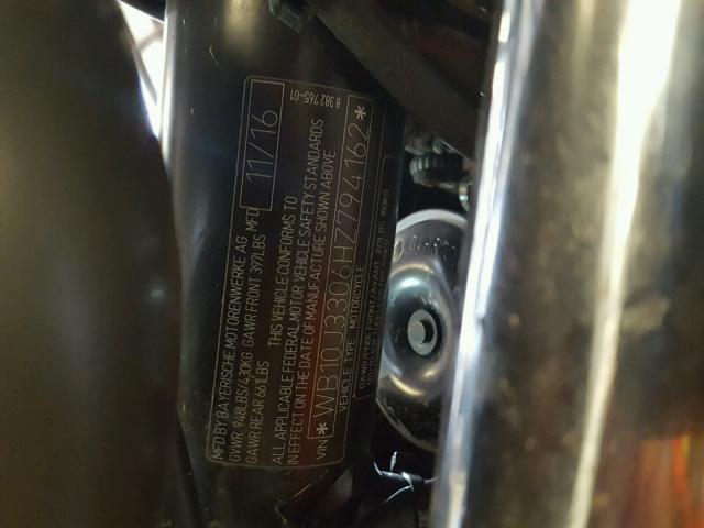 WB10J3306HZ794162 - 2017 BMW R NINE T S GRAY photo 10