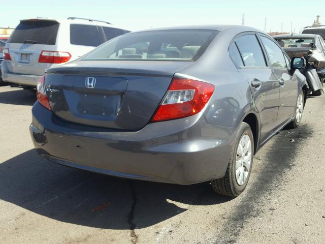 19XFB2F5XCE354039 - 2012 HONDA CIVIC LX GRAY photo 4