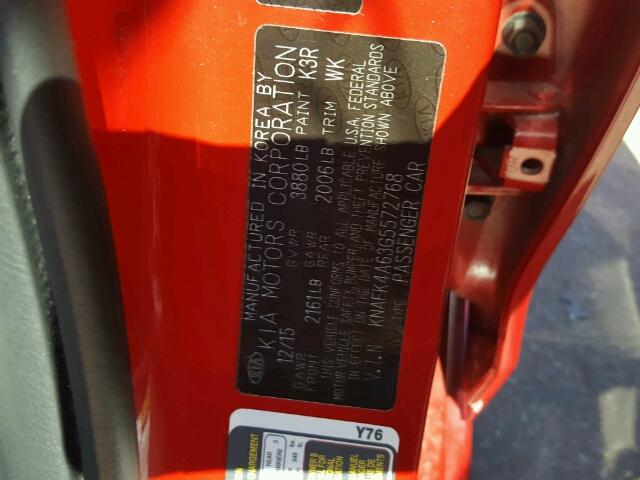 KNAFK4A63G5572768 - 2016 KIA FORTE LX RED photo 10