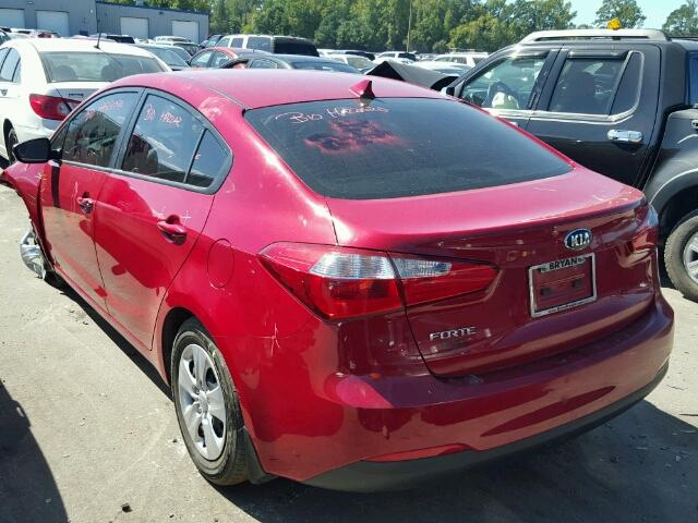 KNAFK4A63G5572768 - 2016 KIA FORTE LX RED photo 3