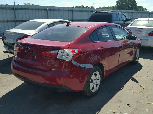 KNAFK4A63G5572768 - 2016 KIA FORTE LX RED photo 4