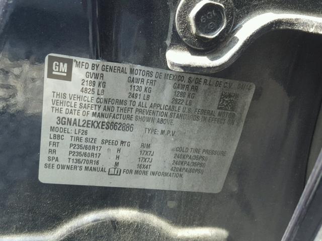 3GNAL2EKXES662886 - 2014 CHEVROLET CAPTIVA LS 蓝色 照片 10