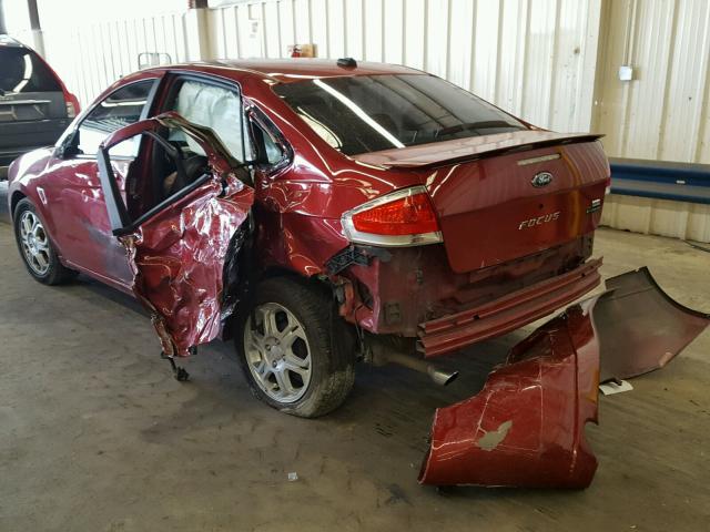 1FAHP36N29W247362 - 2009 FORD FOCUS SES MAROON photo 3