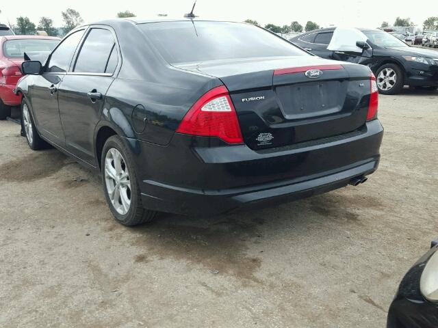 3FAHP0HA9CR156589 - 2012 FORD FUSION SE BLACK photo 3