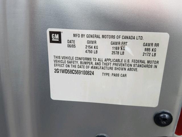 2G1WD58C569100824 - 2006 CHEVROLET IMPALA SUP 银色 照片 10