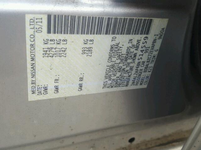 1N4AL2AP4BN514559 - 2011 NISSAN ALTIMA SILVER photo 10