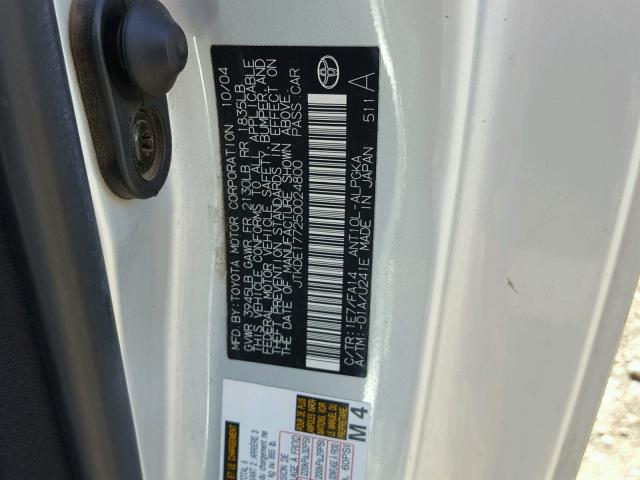 JTKDE177250024800 - 2005 TOYOTA SCION TC 银色 照片 10