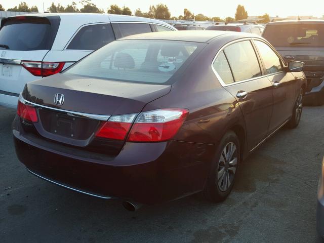 1HGCR2F36FA055184 - 2015 HONDA ACCORD LX MAROON photo 4