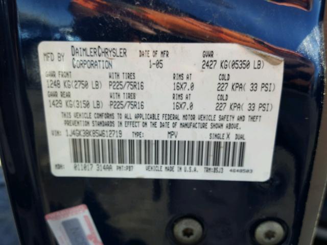 1J4GK38K85W612719 - 2005 JEEP LIBERTY RE BLUE photo 10