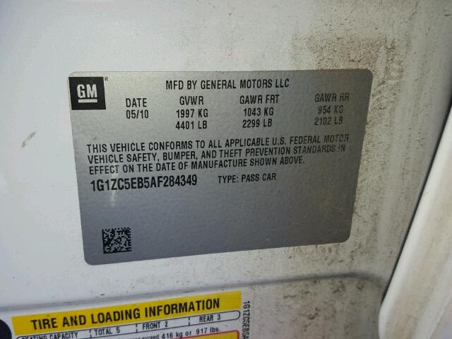 1G1ZC5EB5AF284349 - 2010 CHEVROLET MALIBU თეთრი ფოტო 10