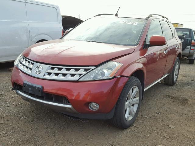 JN8AZ08W27W652553 - 2007 NISSAN MURANO RED photo 2