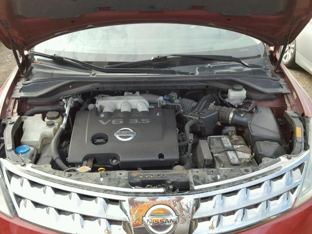 JN8AZ08W27W652553 - 2007 NISSAN MURANO RED photo 7