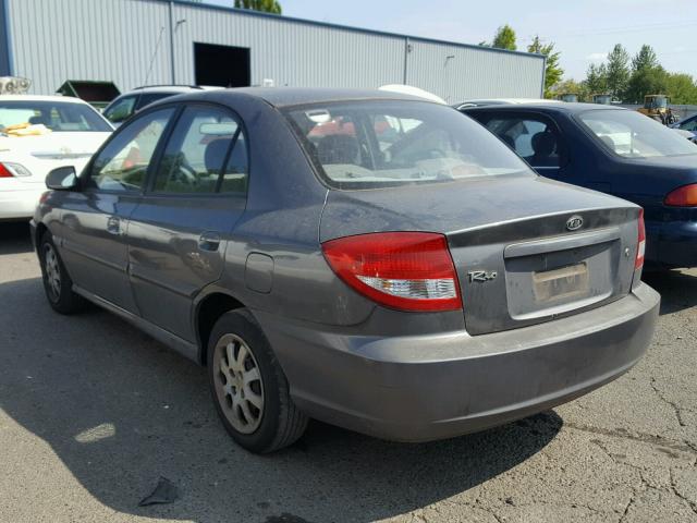 KNADC125556366786 - 2005 KIA RIO GRAY photo 3