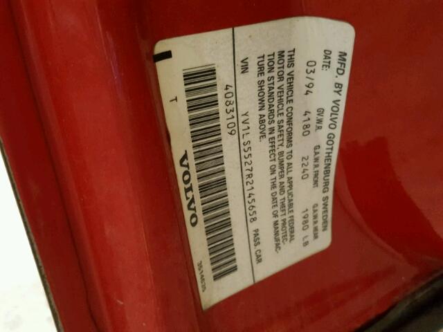 YV1LS5527R2145658 - 1994 VOLVO 850 Rojo foto 10