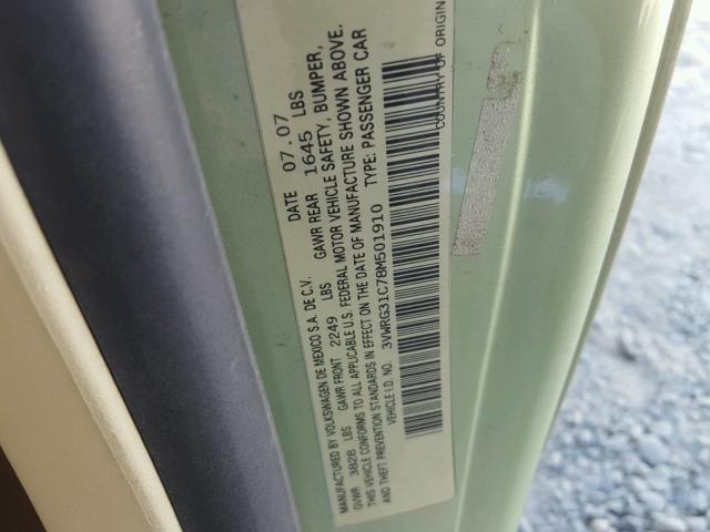 3VWRG31C78M501910 - 2008 VOLKSWAGEN NEW BEETLE 绿色 照片 10