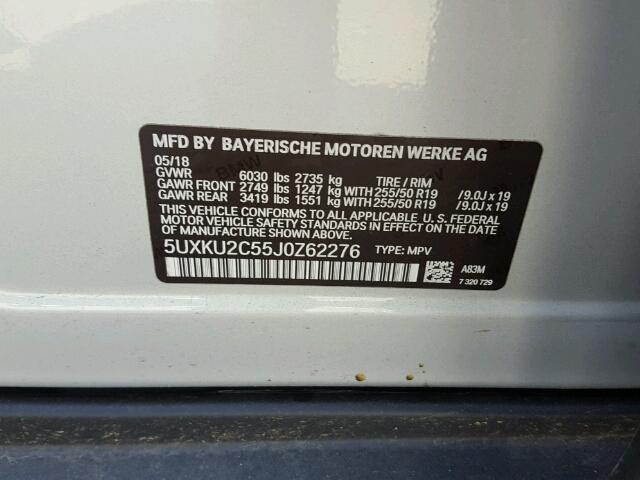 5UXKU2C55J0Z62276 - 2018 BMW X6 XDRIVE3 Silber Foto 10