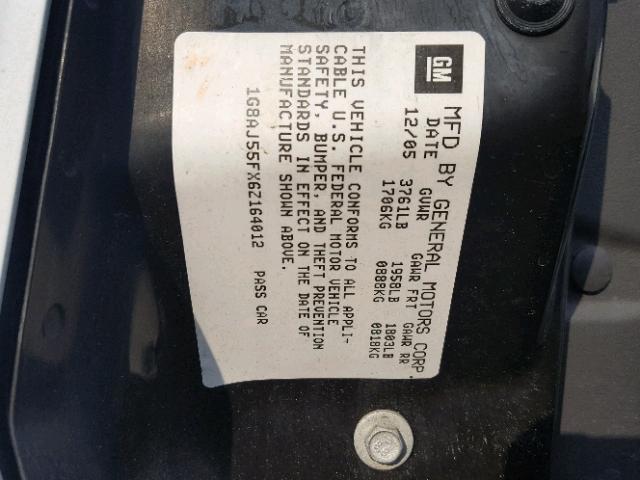 1G8AJ55FX6Z164012 - 2006 SATURN ION LEVEL WHITE photo 10