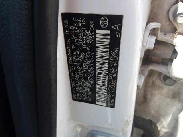 JTKKT624860167761 - 2006 TOYOTA SCION XA WHITE photo 10