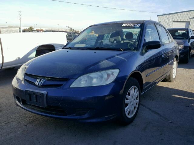 2HGES16535H536387 - 2005 HONDA CIVIC LX BLUE photo 2