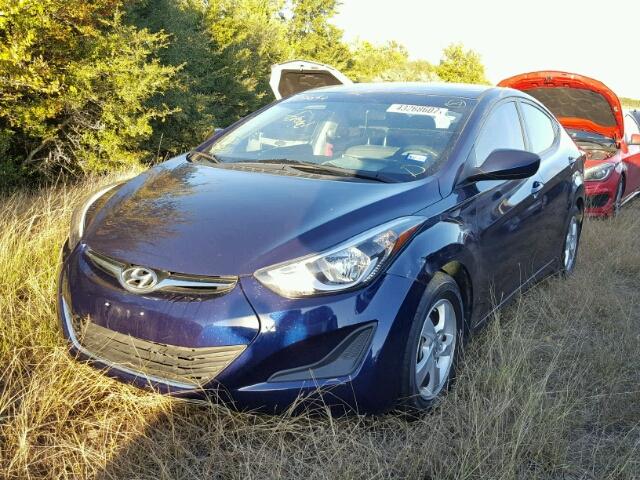 5NPDH4AEXEH534242 - 2014 HYUNDAI ELANTRA BLUE photo 2