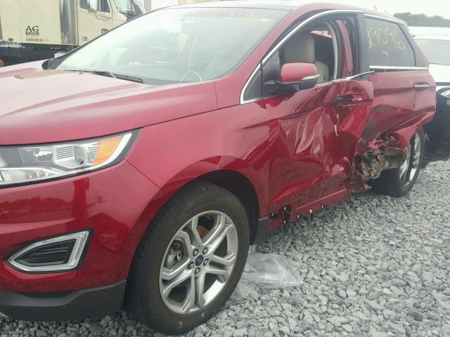 2FMTK3K94FBC29160 - 2015 FORD EDGE TITAN MAROON photo 9