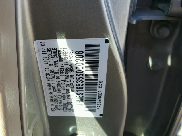 JHMES16535S000206 - 2005 HONDA CIVIC GOLD photo 10