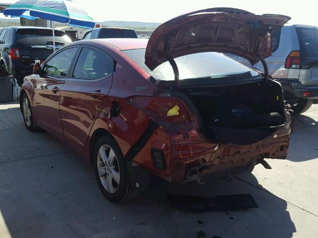 5NPDH4AE9DH420487 - 2013 HYUNDAI ELANTRA GL RED photo 3