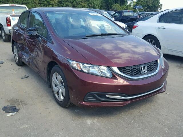 2HGFB2F5XDH562204 - 2013 HONDA CIVIC LX BURGUNDY photo 1