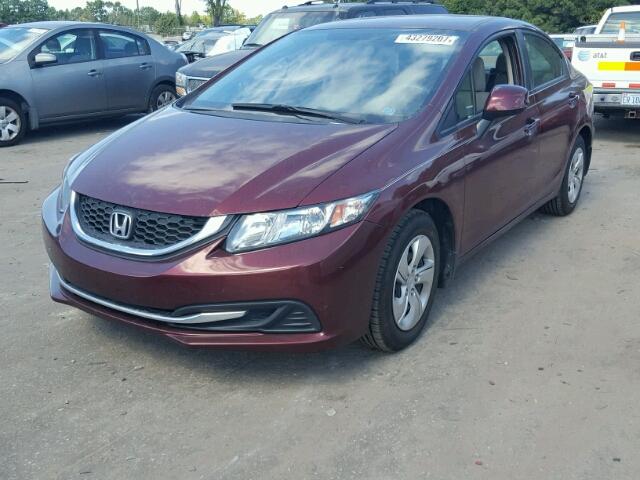 2HGFB2F5XDH562204 - 2013 HONDA CIVIC LX BURGUNDY photo 2