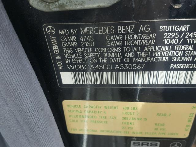 WDBCA45E0LA530567 - 1990 MERCEDES-BENZ 560 SEC BLACK photo 10