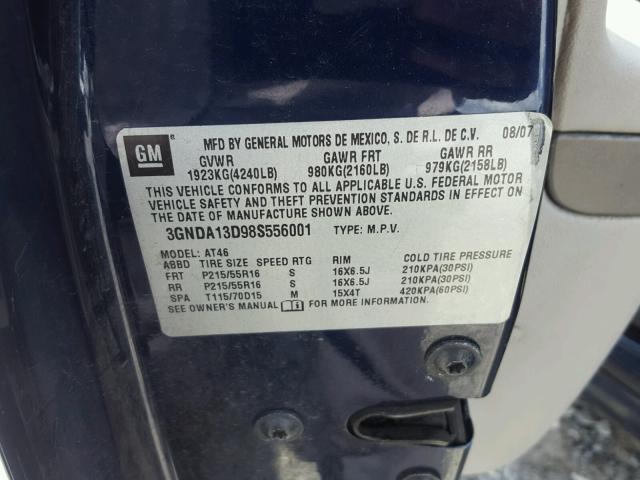 3GNDA13D98S556001 - 2008 CHEVROLET HHR LS Azul foto 10