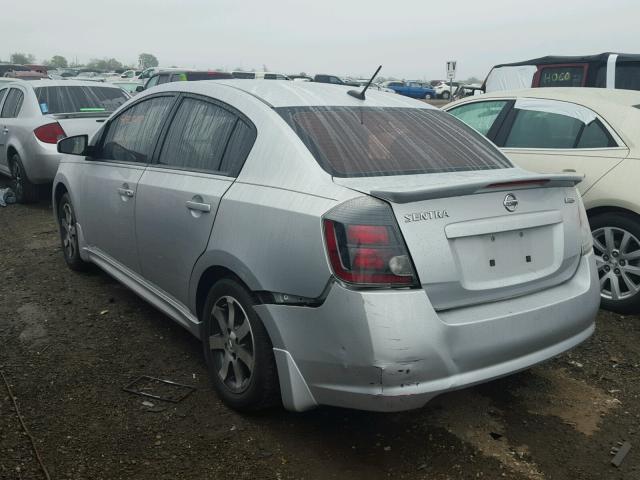 3N1AB6AP2CL775035 - 2012 NISSAN SENTRA SILVER photo 3