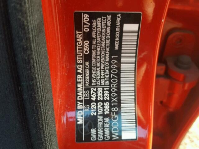 WDDGF81X99R070991 - 2009 MERCEDES-BENZ C 300 4MAT RED photo 10