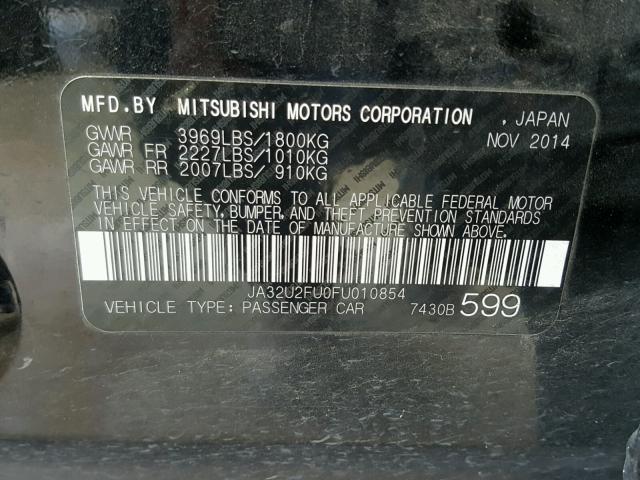 JA32U2FU0FU010854 - 2015 MITSUBISHI LANCER ES BLACK photo 10