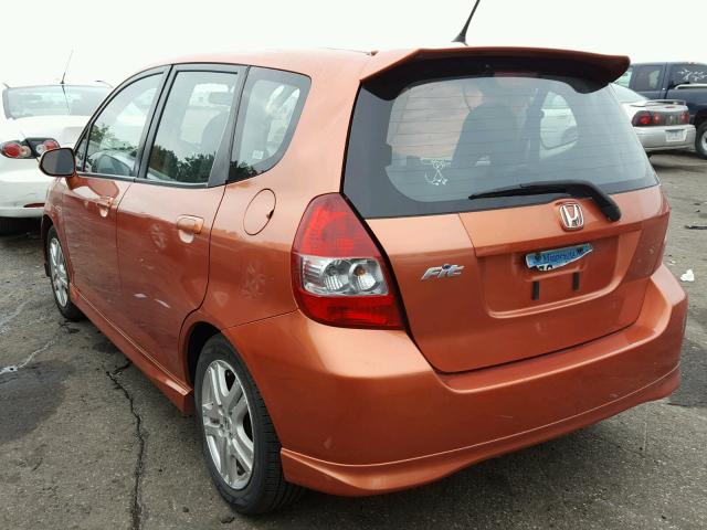 JHMGD38657S021808 - 2007 HONDA FIT ORANGE photo 3