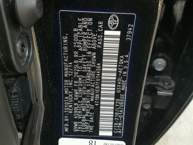 4T1BK1EB7FU144564 - 2015 TOYOTA AVALON XLE BLACK photo 10