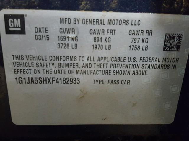 1G1JA5SHXF4182933 - 2015 CHEVROLET SONIC LS 蓝色 照片 10