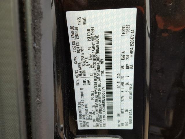 1FMCU0G95EUB05859 - 2014 FORD ESCAPE BLACK photo 10