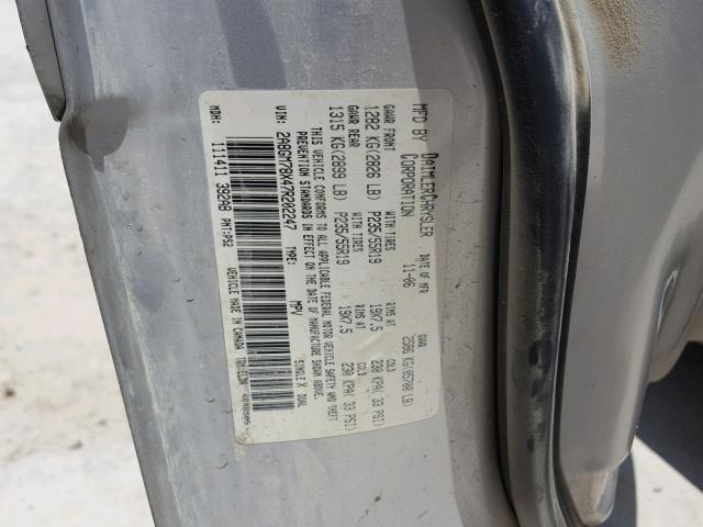 2A8GM78X47R202247 - 2007 CHRYSLER PACIFICA L ვერცხლისფერი ფოტო 10