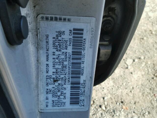 1NXAE00E6PZ039627 - 1993 TOYOTA COROLLA LE 灰色 照片 10