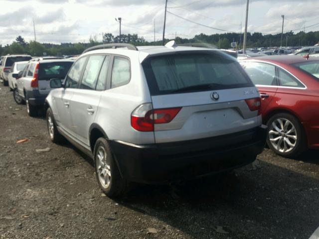 WBXPA73404WB27293 - 2004 BMW X3 2.5I SILVER photo 3