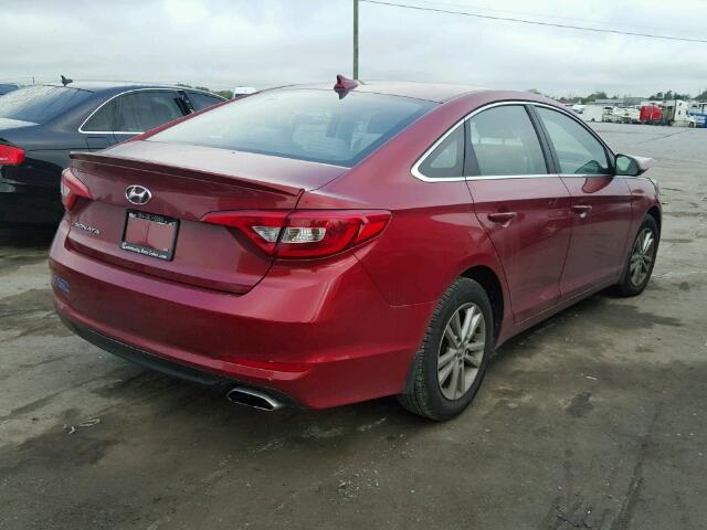 5NPE24AFXFH053777 - 2015 HYUNDAI SONATA SE RED photo 4