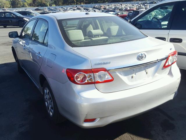 JTDBU4EE9B9162801 - 2011 TOYOTA COROLLA BA SILVER photo 3