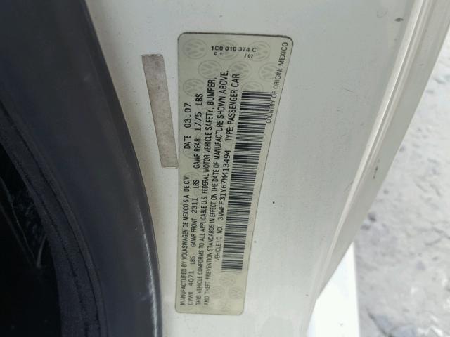 3VWFF31Y67M413494 - 2007 VOLKSWAGEN NEW BEETLE თეთრი ფოტო 10