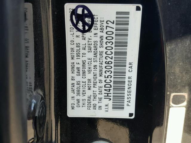 JH4DC53062C030072 - 2002 ACURA RSX TYPE-S BLACK photo 10