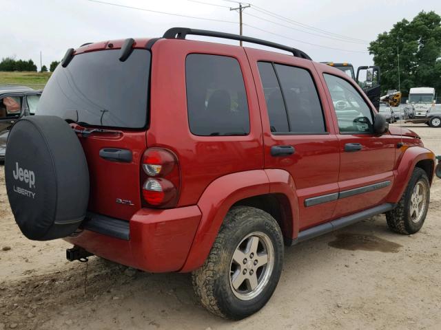 1J4GL38K05W647963 - 2005 JEEP LIBERTY RE BURGUNDY photo 4