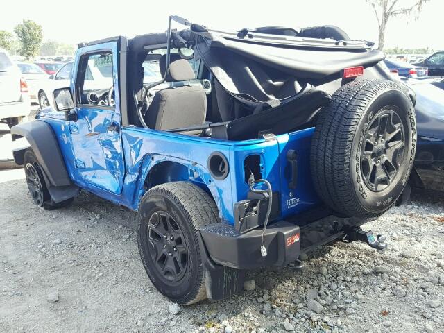 1C4AJWAG2GL104949 - 2016 JEEP WRANGLER S BLUE photo 3