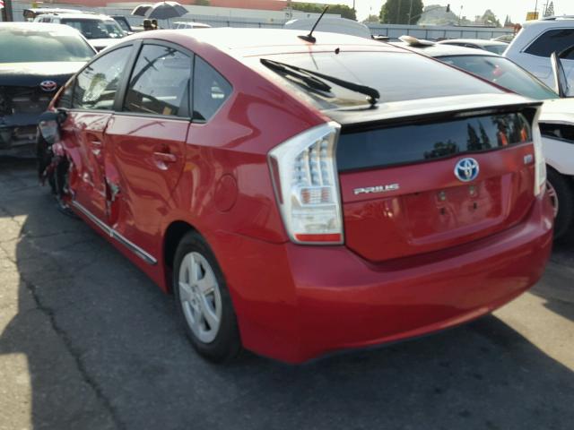 JTDKN3DU1A0008568 - 2010 TOYOTA PRIUS RED photo 3