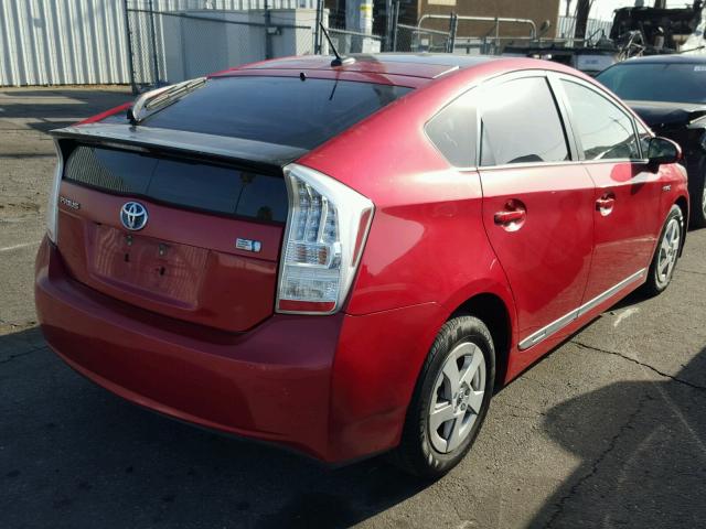 JTDKN3DU1A0008568 - 2010 TOYOTA PRIUS RED photo 4